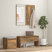 Garderobe set bewerkt hout gerookt eikenkleurig