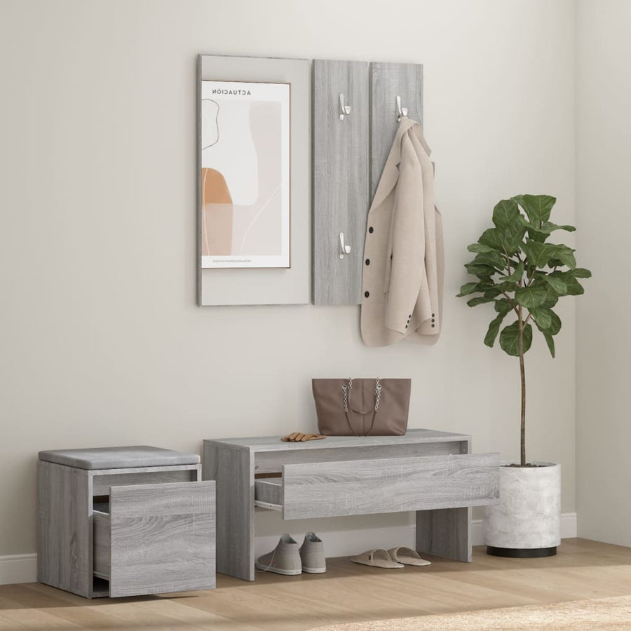 Halmeubelset Bewerkt Hout Eikenkleurig Grijs sonoma