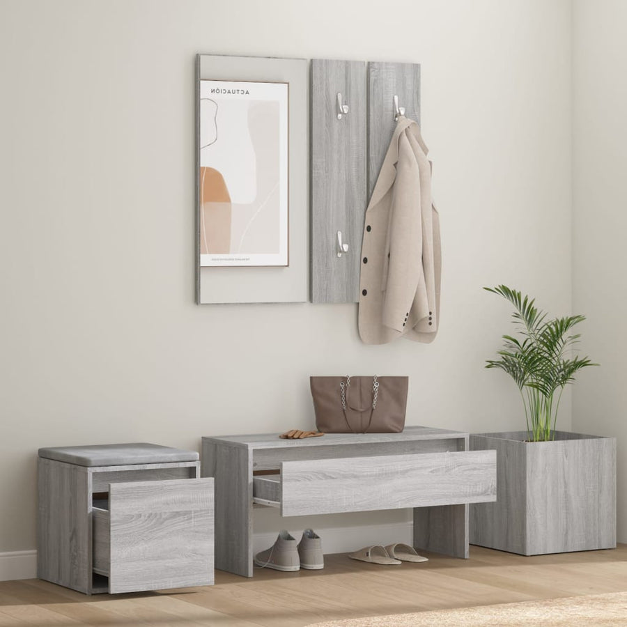 Halmeubelset Bewerkt Hout Eikenkleurig Grijs sonoma