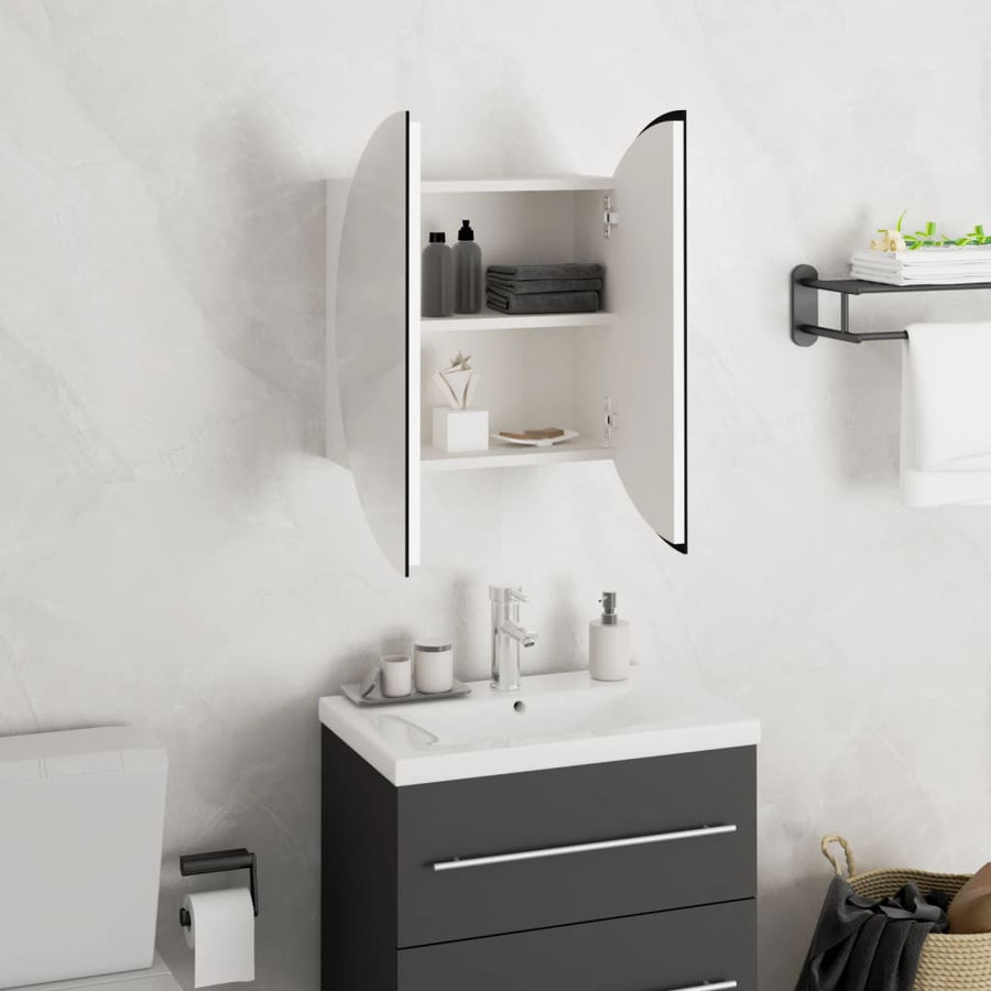 Badkamerkast Met Ronde Spiegel En Led 40X40X7,5 Cm 40 x 40 x 17.5 cm Wit