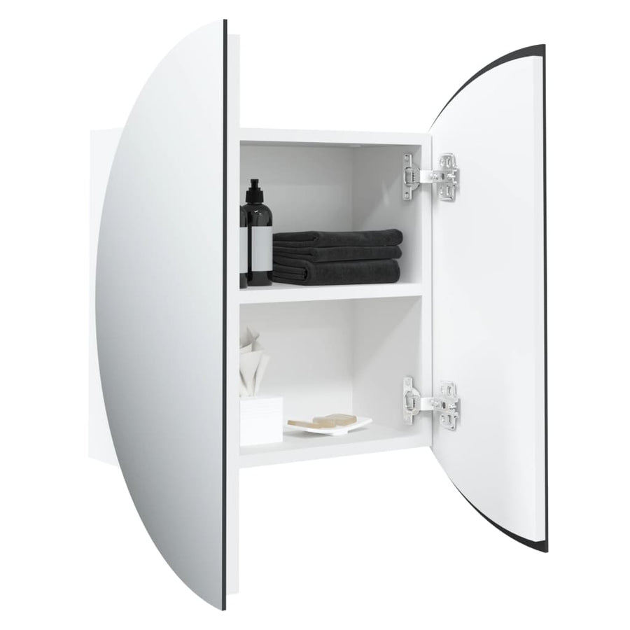 Badkamerkast Met Ronde Spiegel En Led 40X40X7,5 Cm 40 x 40 x 17.5 cm Wit