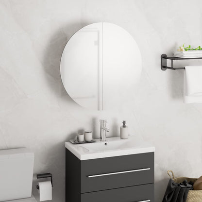 Badkamerkast Met Ronde Spiegel En Led 40X40X7,5 Cm 40 x 40 x 17.5 cm Wit