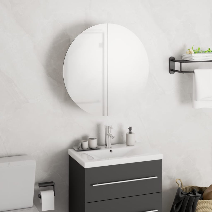 Badkamerkast Met Ronde Spiegel En Led 40X40X7,5 Cm 40 x 40 x 17.5 cm Wit