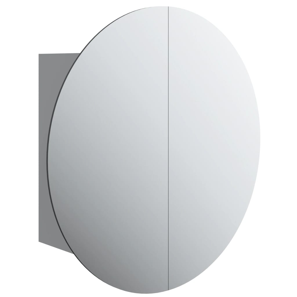 Badkamerkast Met Ronde Spiegel En Led 40X40X7,5 Cm 40 x 40 x 17.5 cm Grijs