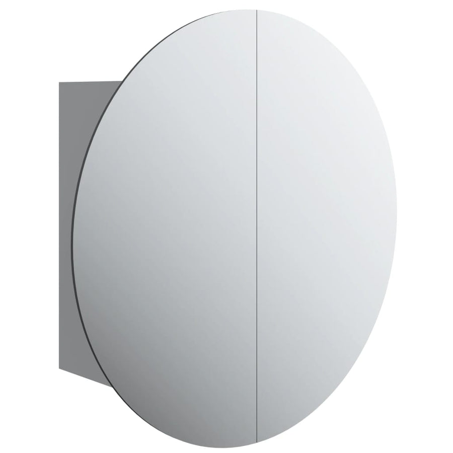 Badkamerkast Met Ronde Spiegel En Led 40X40X7,5 Cm 40 x 40 x 17.5 cm Grijs
