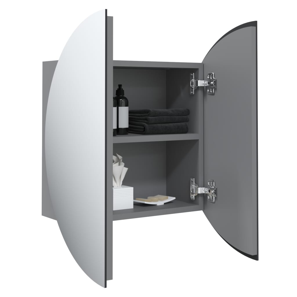 Badkamerkast Met Ronde Spiegel En Led 40X40X7,5 Cm 40 x 40 x 17.5 cm Grijs