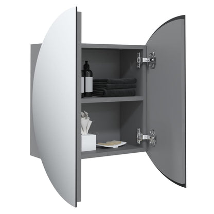 Badkamerkast Met Ronde Spiegel En Led 40X40X7,5 Cm 40 x 40 x 17.5 cm Grijs
