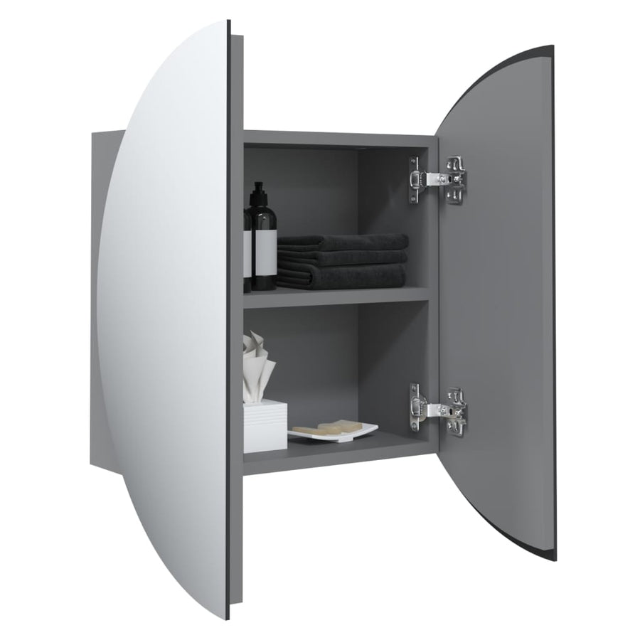 Badkamerkast Met Ronde Spiegel En Led 40X40X7,5 Cm 40 x 40 x 17.5 cm Grijs