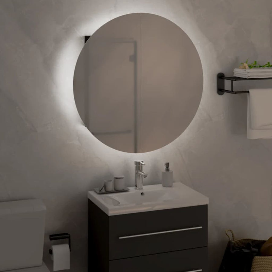 Badkamerkast Met Ronde Spiegel En Led 47X47X7,5 Cm 1 47 x 47 x 17.5 cm Zwart