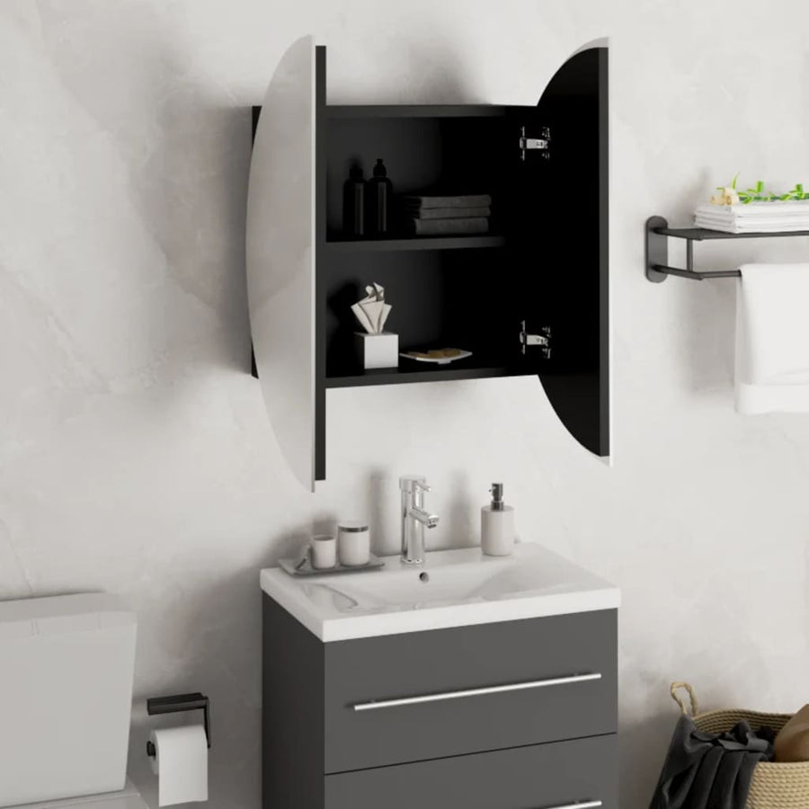 Badkamerkast Met Ronde Spiegel En Led 47X47X7,5 Cm 1 47 x 47 x 17.5 cm Zwart
