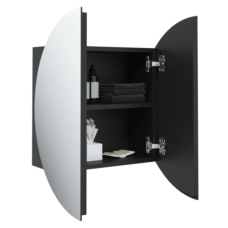 Badkamerkast Met Ronde Spiegel En Led 47X47X7,5 Cm 1 47 x 47 x 17.5 cm Zwart