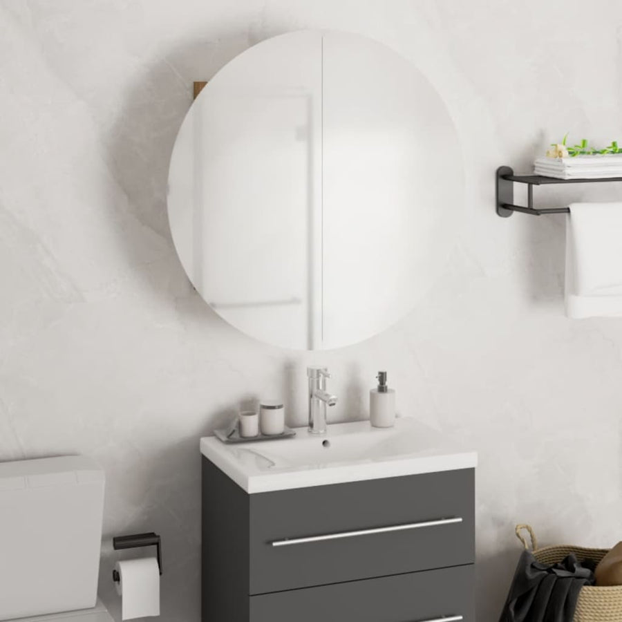 Badkamerkast Met Ronde Spiegel En Led 47X47X7,5 Cm 1 47 x 47 x 17.5 cm Zwart