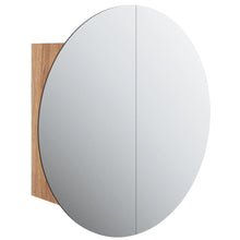 Badkamerkast Met Ronde Spiegel En Led 47X47X17,5 Cm Eiken 47 x 47 x 17.5 cm Bruin