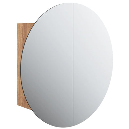 Badkamerkast Met Ronde Spiegel En Led 47X47X17,5 Cm Eiken 47 x 47 x 17.5 cm Bruin