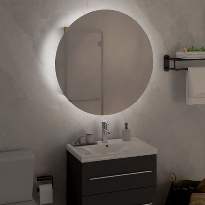 Badkamerkast Met Ronde Spiegel En Led 47X47X17,5 Cm Eiken 47 x 47 x 17.5 cm Bruin