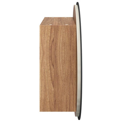 Badkamerkast Met Ronde Spiegel En Led 47X47X17,5 Cm Eiken 47 x 47 x 17.5 cm Bruin