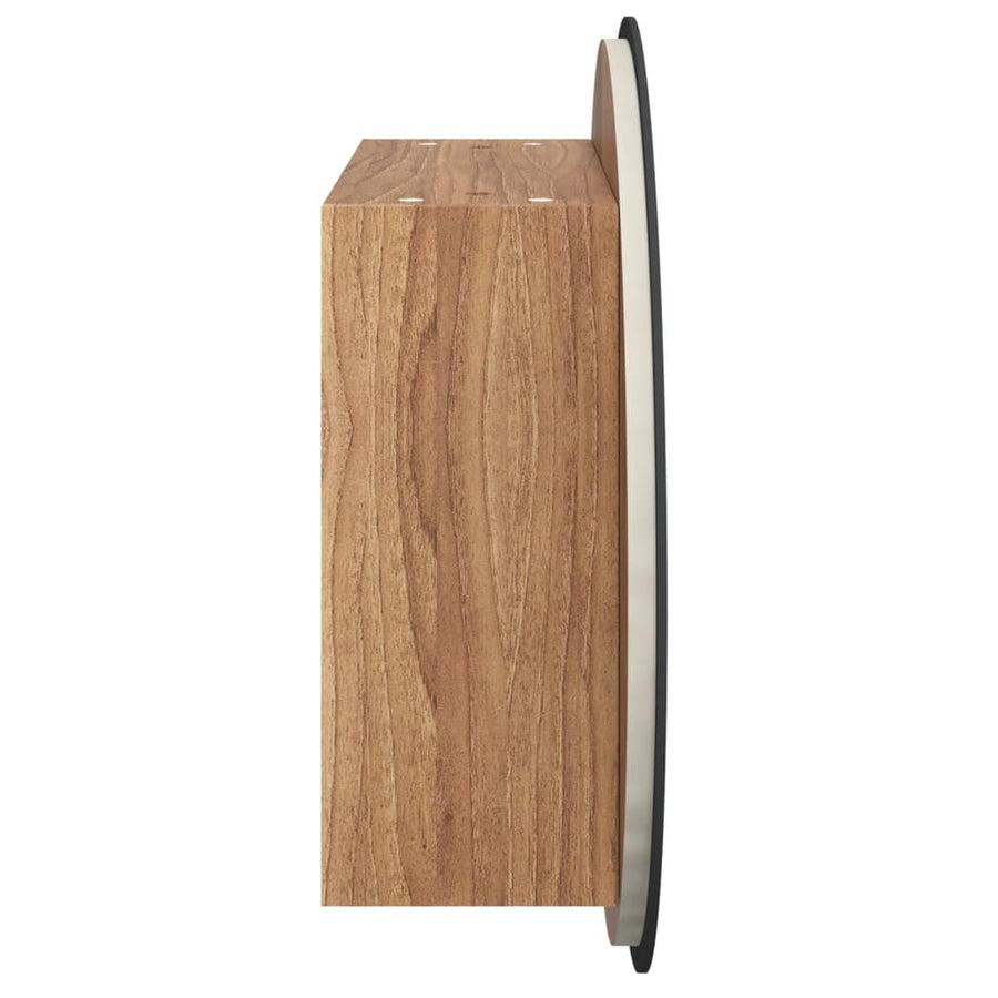 Badkamerkast Met Ronde Spiegel En Led 47X47X17,5 Cm Eiken 47 x 47 x 17.5 cm Bruin