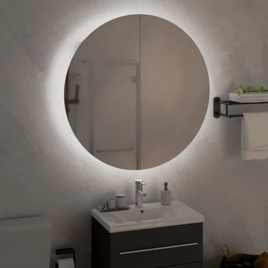 Badkamerkast Met Ronde Spiegel En Led 54 X 54 X 7,5 Cm 54 x 54 x 17.5 cm Wit