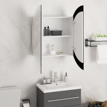 Badkamerkast Met Ronde Spiegel En Led 54 X 54 X 7,5 Cm 54 x 54 x 17.5 cm Wit