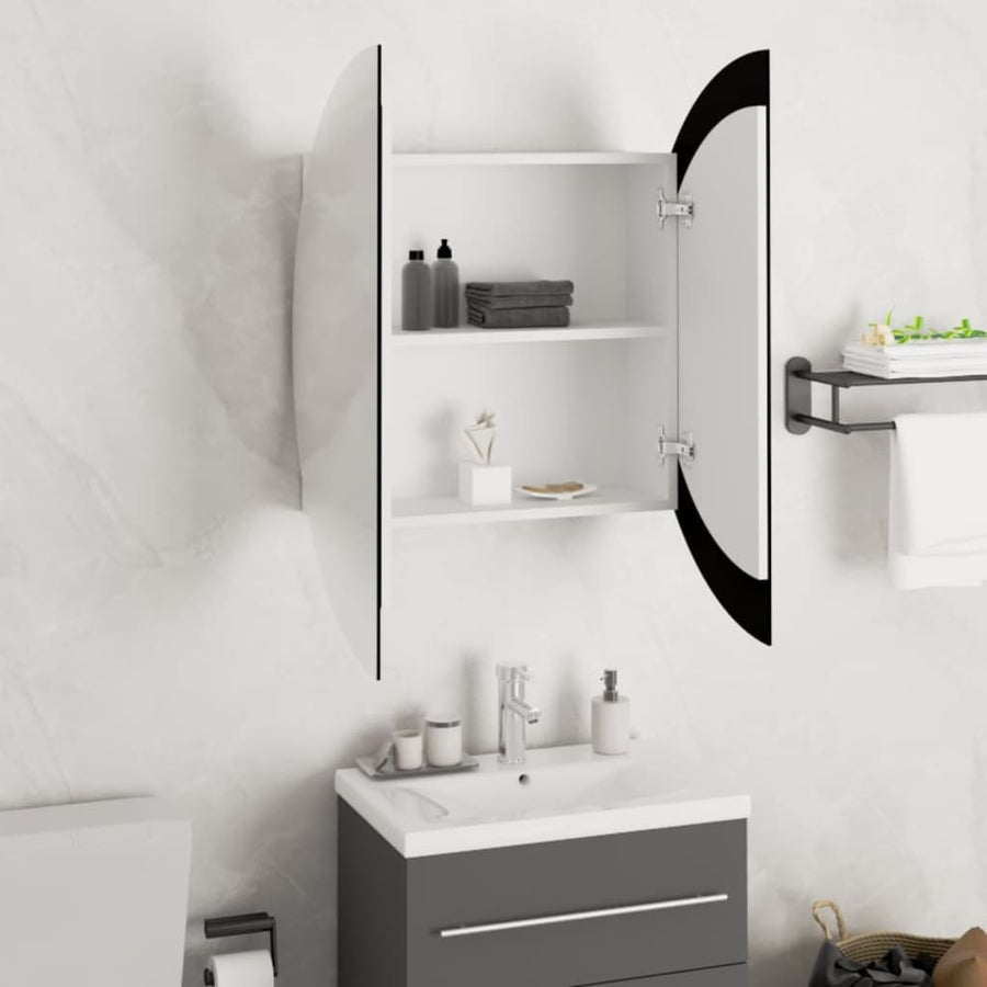 Badkamerkast Met Ronde Spiegel En Led 54 X 54 X 7,5 Cm 54 x 54 x 17.5 cm Wit