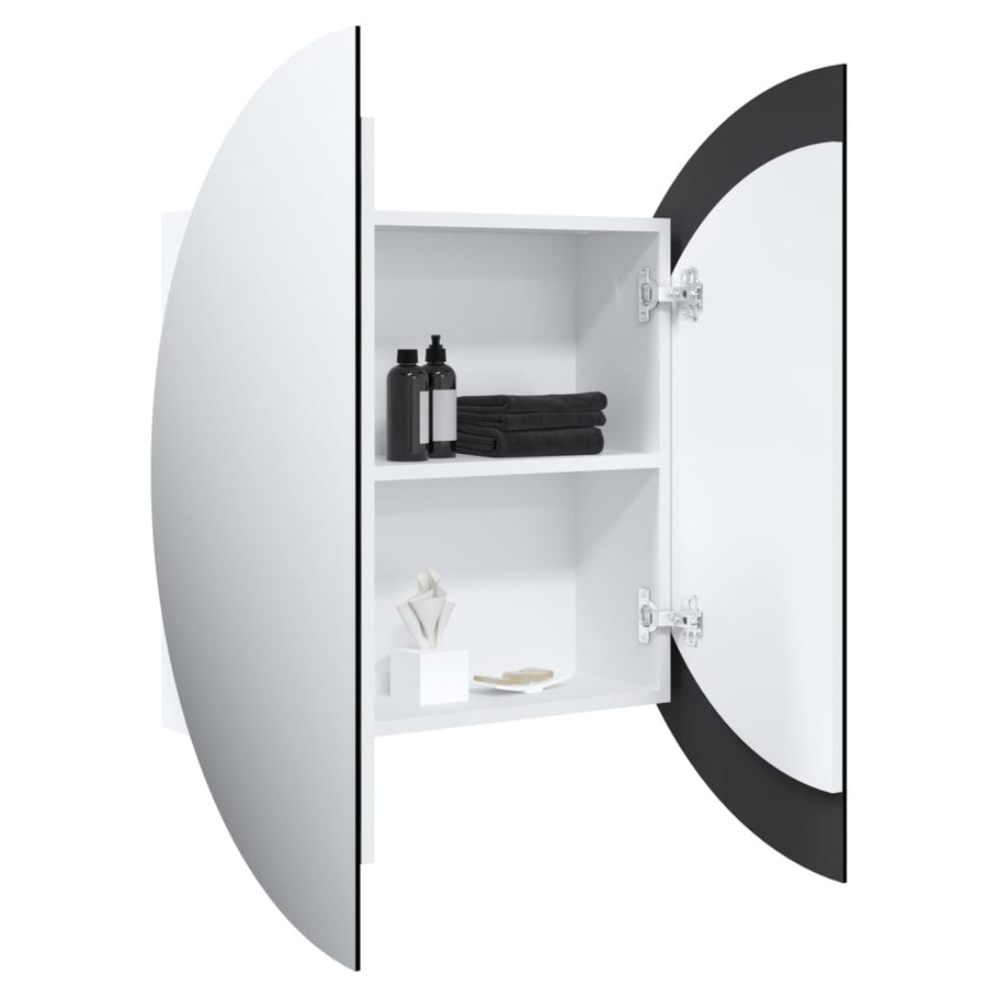 Badkamerkast Met Ronde Spiegel En Led 54 X 54 X 7,5 Cm 54 x 54 x 17.5 cm Wit