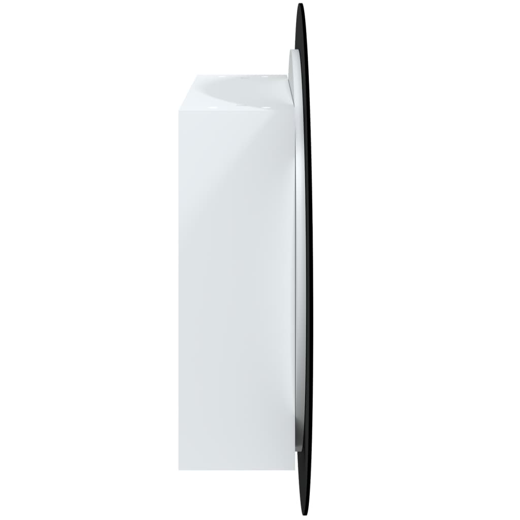 Badkamerkast Met Ronde Spiegel En Led 54 X 54 X 7,5 Cm 54 x 54 x 17.5 cm Wit