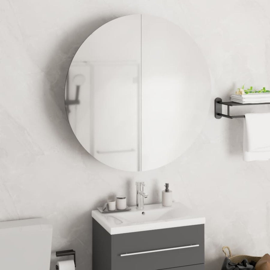Badkamerkast Met Ronde Spiegel En Led 54 X 54 X 7,5 Cm 54 x 54 x 17.5 cm Wit