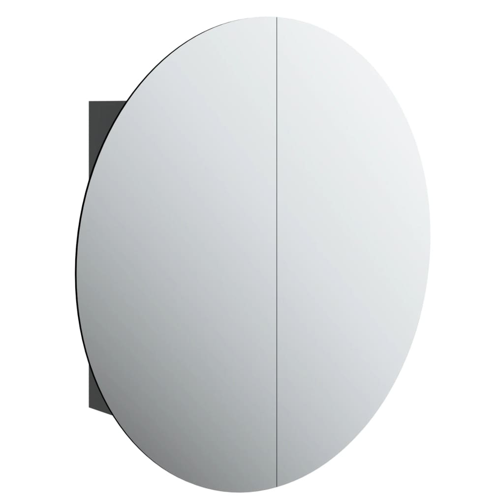 Badkamerkast Met Ronde Spiegel En Led 54 X 54 X 17,5 Cm Zwart 54 x 54 x 17.5 cm