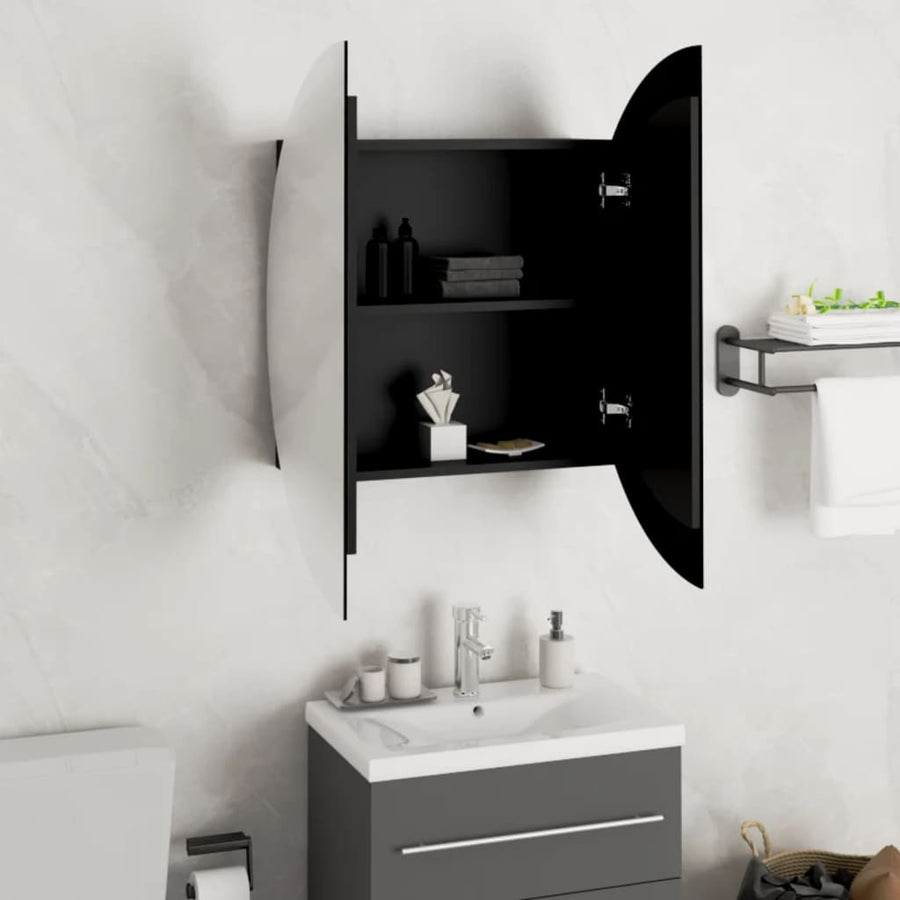 Badkamerkast Met Ronde Spiegel En Led 54 X 54 X 17,5 Cm Zwart 54 x 54 x 17.5 cm