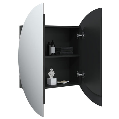 Badkamerkast Met Ronde Spiegel En Led 54 X 54 X 17,5 Cm Zwart 54 x 54 x 17.5 cm