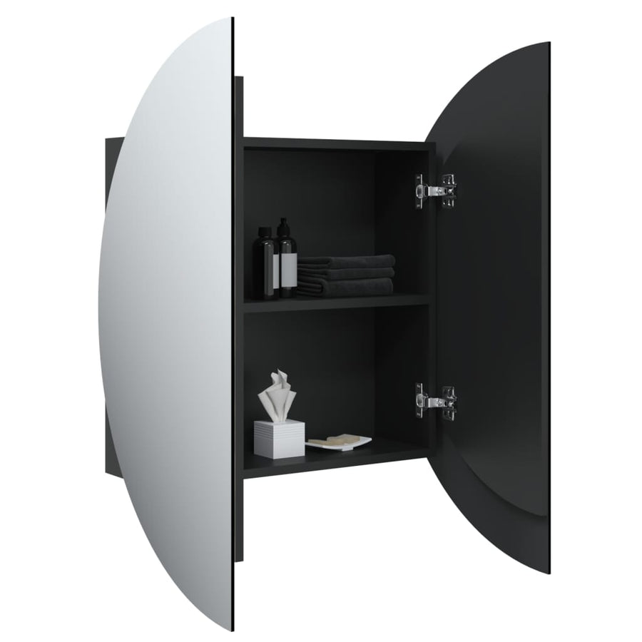 Badkamerkast Met Ronde Spiegel En Led 54 X 54 X 17,5 Cm Zwart 54 x 54 x 17.5 cm