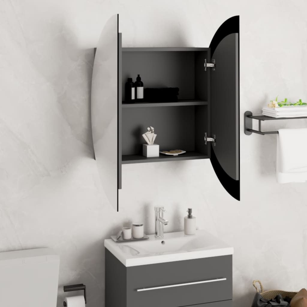 Badkamerkast Met Ronde Spiegel En Led 54 X 54 X 7,5 Cm 1 54 x 54 x 17.5 cm Grijs