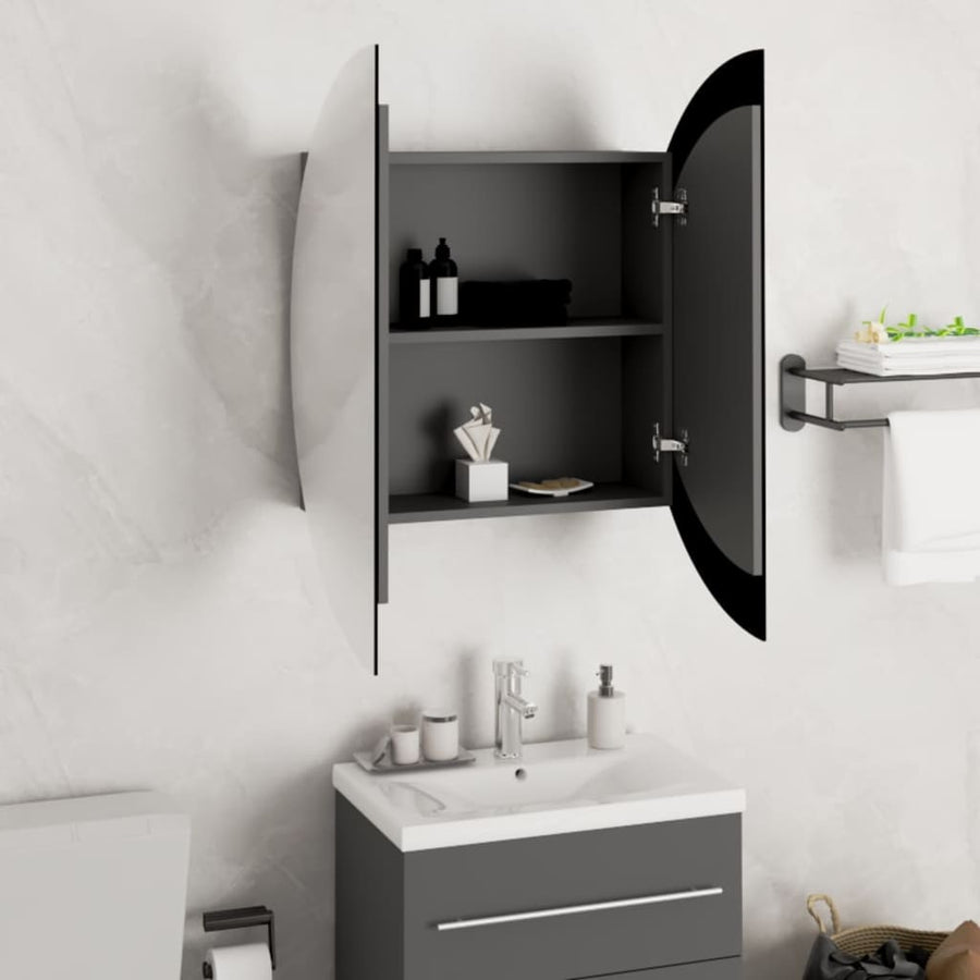 Badkamerkast Met Ronde Spiegel En Led 54 X 54 X 7,5 Cm 1 54 x 54 x 17.5 cm Grijs