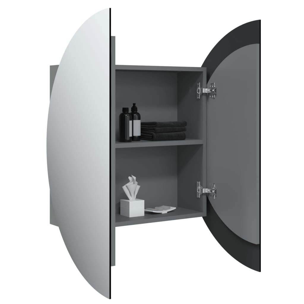 Badkamerkast Met Ronde Spiegel En Led 54 X 54 X 7,5 Cm 1 54 x 54 x 17.5 cm Grijs
