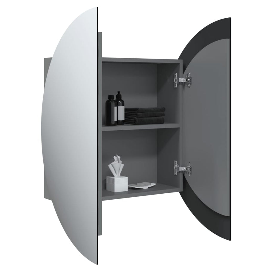 Badkamerkast Met Ronde Spiegel En Led 54 X 54 X 7,5 Cm 1 54 x 54 x 17.5 cm Grijs