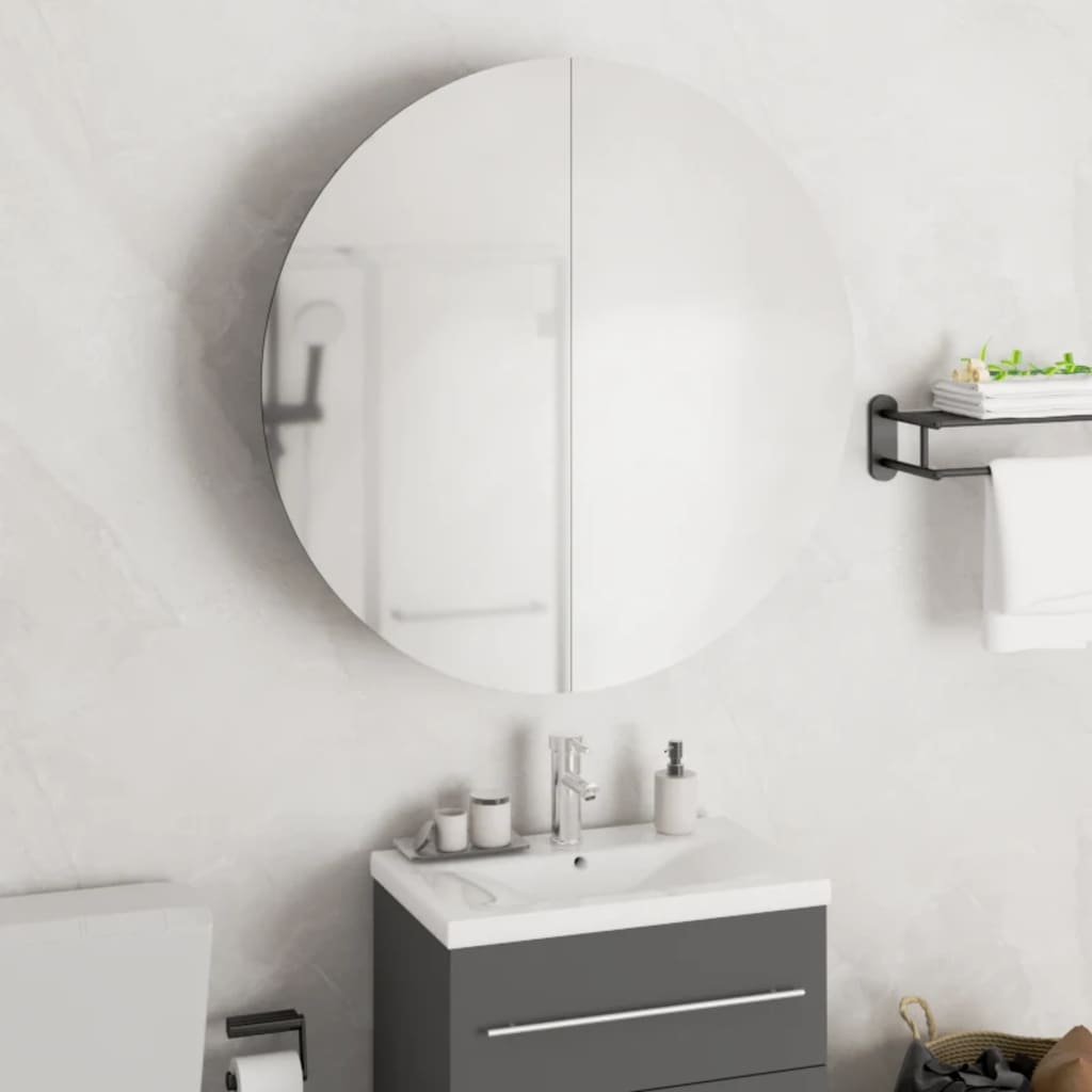 Badkamerkast Met Ronde Spiegel En Led 54 X 54 X 7,5 Cm 1 54 x 54 x 17.5 cm Grijs