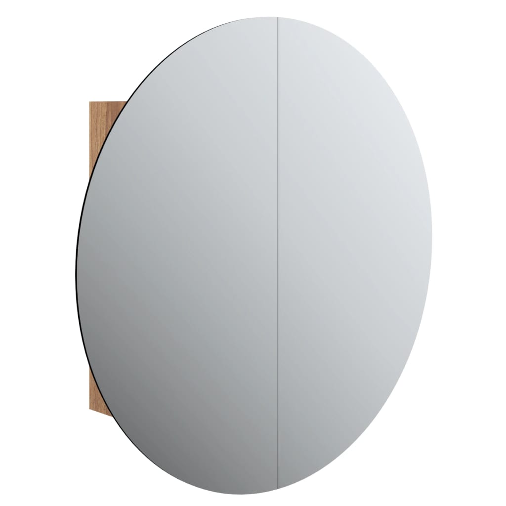 Badkamerkast Met Ronde Spiegel En Led 54 X 54 X 17,5 Cm Eiken 54 x 54 x 17.5 cm Bruin