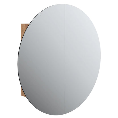 Badkamerkast Met Ronde Spiegel En Led 54 X 54 X 17,5 Cm Eiken 54 x 54 x 17.5 cm Bruin