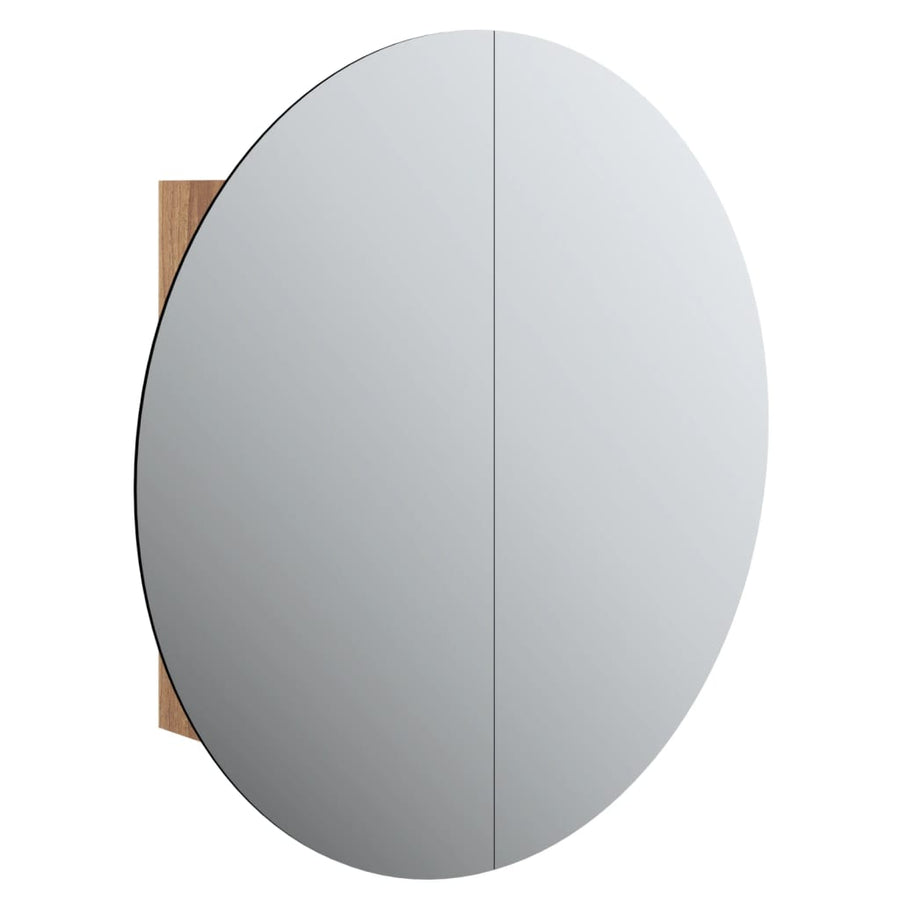 Badkamerkast Met Ronde Spiegel En Led 54 X 54 X 17,5 Cm Eiken 54 x 54 x 17.5 cm Bruin