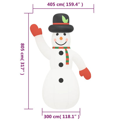 Sneeuwpop opblaasbaar met LED's 805 cm