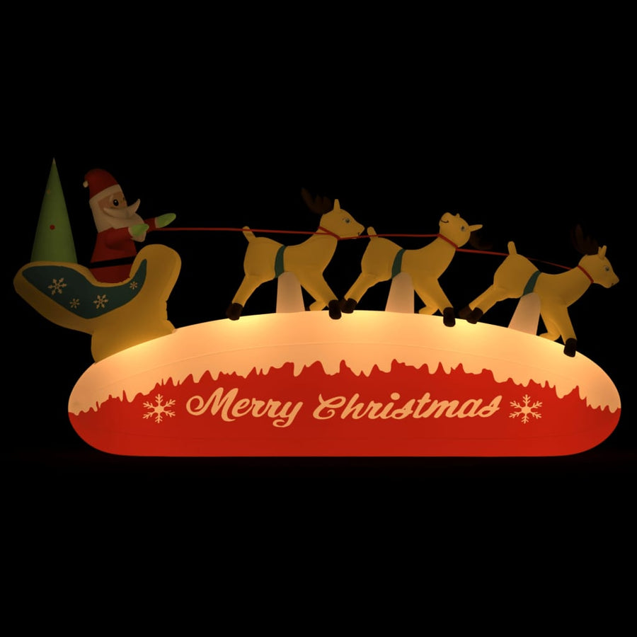 Kerstdecoratie Kerstman En Rendieren Opblaasbaar Led 145 Cm