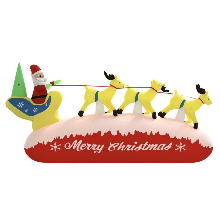 Kerstdecoratie Kerstman En Rendieren Opblaasbaar Led 145 Cm