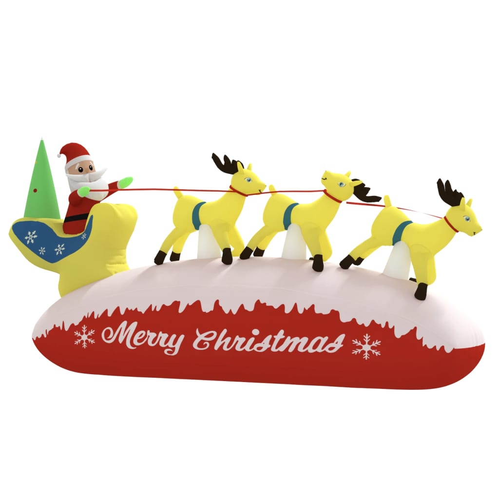 Kerstdecoratie Kerstman En Rendieren Opblaasbaar Led 145 Cm