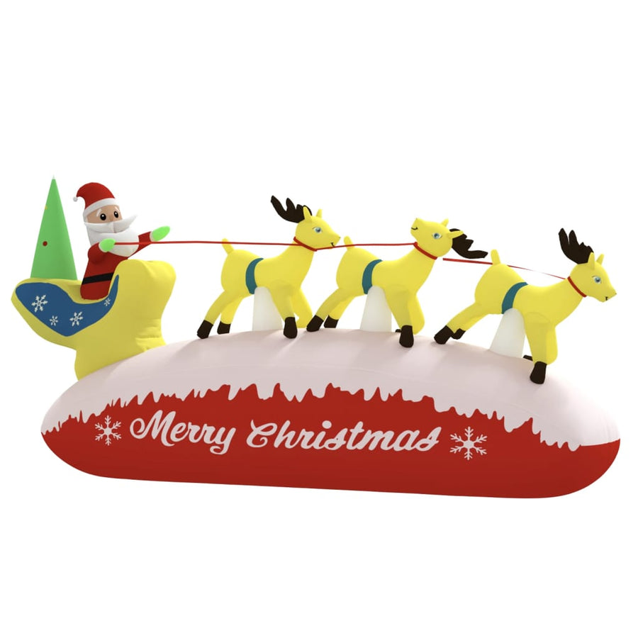 Kerstdecoratie Kerstman En Rendieren Opblaasbaar Led 145 Cm