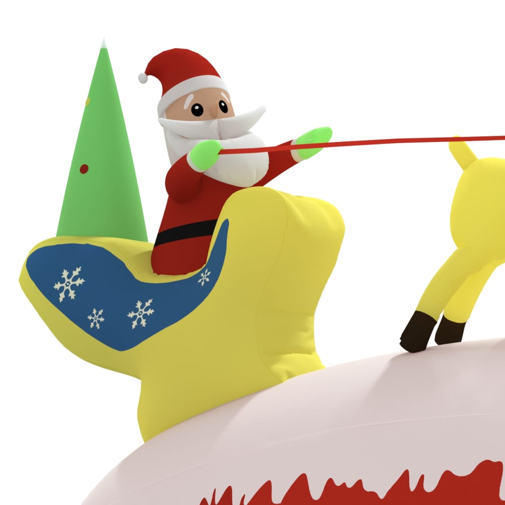 Kerstdecoratie Kerstman En Rendieren Opblaasbaar Led 145 Cm