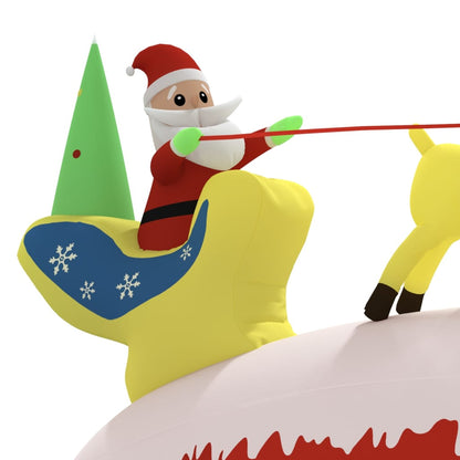 Kerstdecoratie Kerstman En Rendieren Opblaasbaar Led 145 Cm