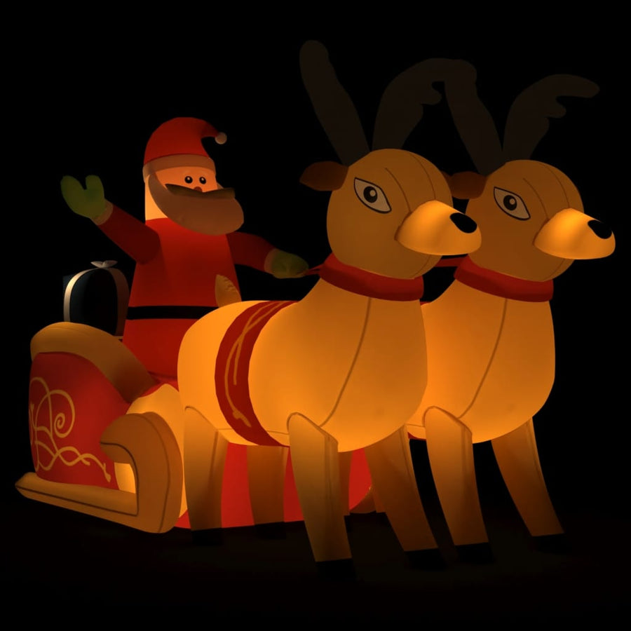 Kerstdecoratie Kerstman En Rendieren Opblaasbaar Led 130 Cm