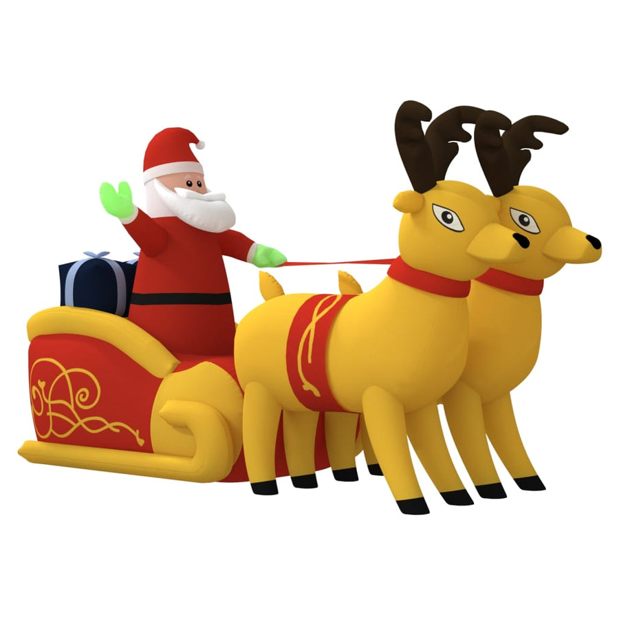 Kerstdecoratie Kerstman En Rendieren Opblaasbaar Led 130 Cm