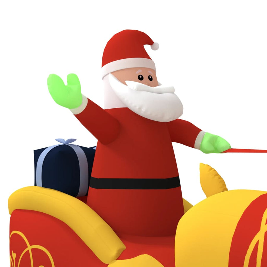 Kerstdecoratie Kerstman En Rendieren Opblaasbaar Led 130 Cm