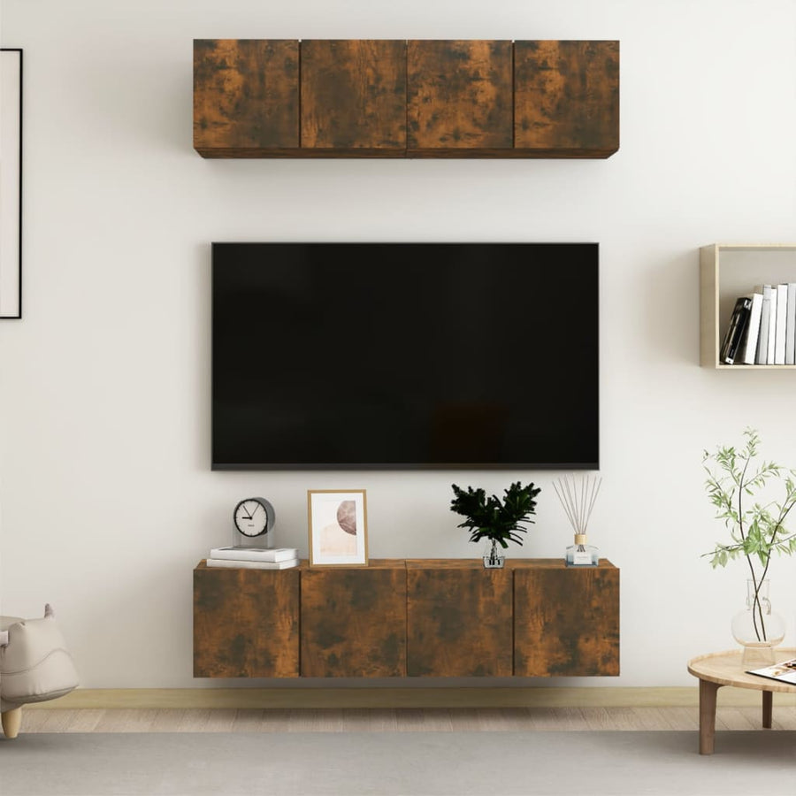 Tv-Meubelen Bewerkt Hout Kleurig 60 x 30 x 30 cm Gerookt eiken